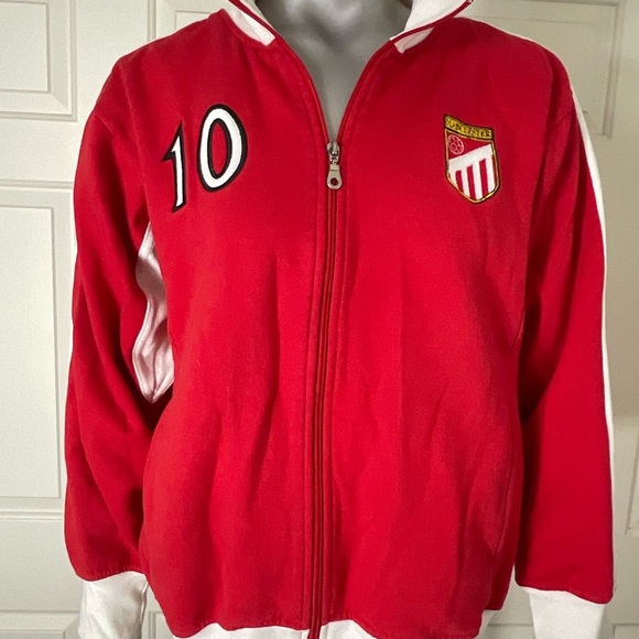 Vintage Manchester United Y2K Red Track Warm Up Jacket Youth Size Medium - Picture 2 of 10